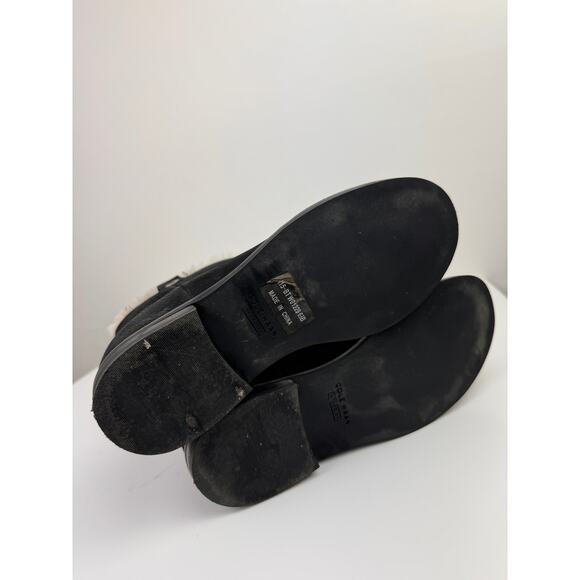 COLE HAAN Zillie Black Suede Leather Shearling Lined Pull On Wedge Booties 6.5 - Picture 8 of 9